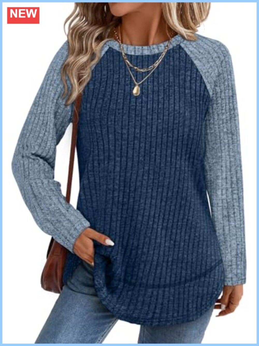 Long Sleeve Tunic Sweater Lightweight Fall Top with Side Slits